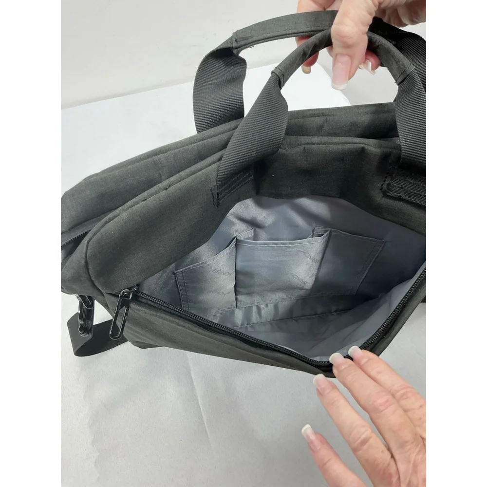 brinch laptop Messenger Bag Black Canvas Hand & Shoulder Strap 16x11.5x4